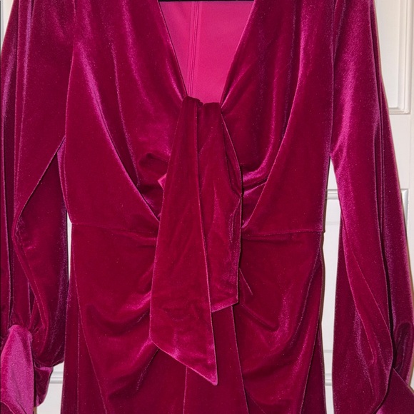 Chic Red Velvet Mini Dress - Picture 4 of 4